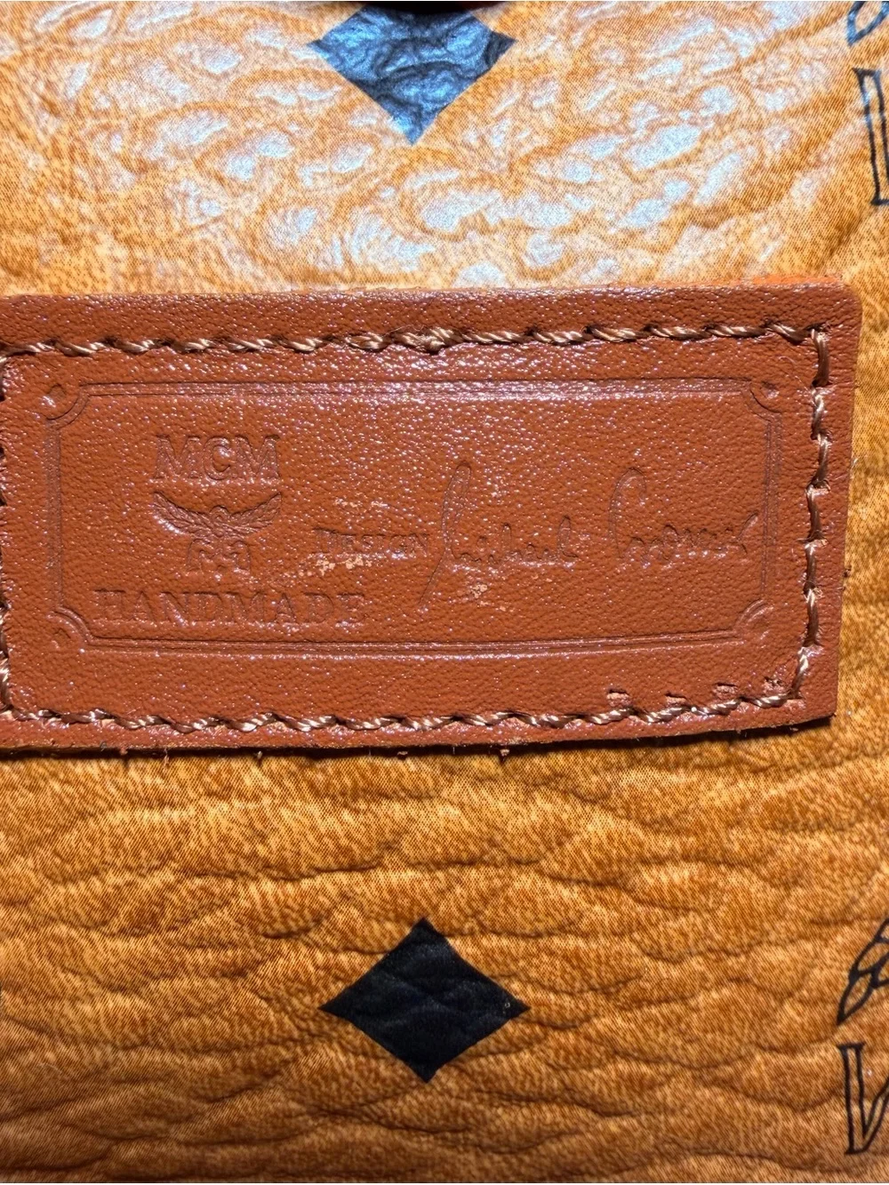 MCM Cognac Monogram Visetos Dome Tote with Shoulder Straps